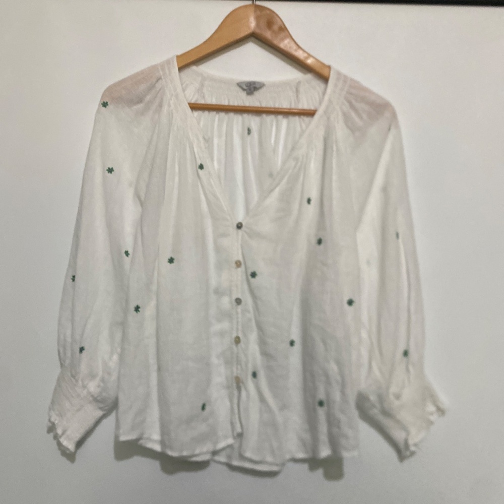 Rails M Green Daisy Embroidery Mariah Top - Picture 3 of 13